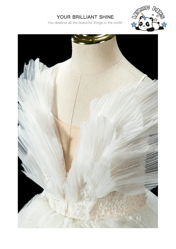 LEZONKIDS - Custom Formal Prom Summer White Birthday Wedding Flower Girl Sleeveless Girls Party Dresses